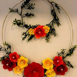 Wreath with paper flowers